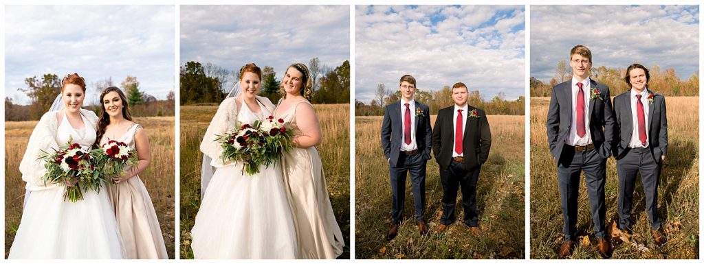 Bridesmaids and groomsmen with bride and groom