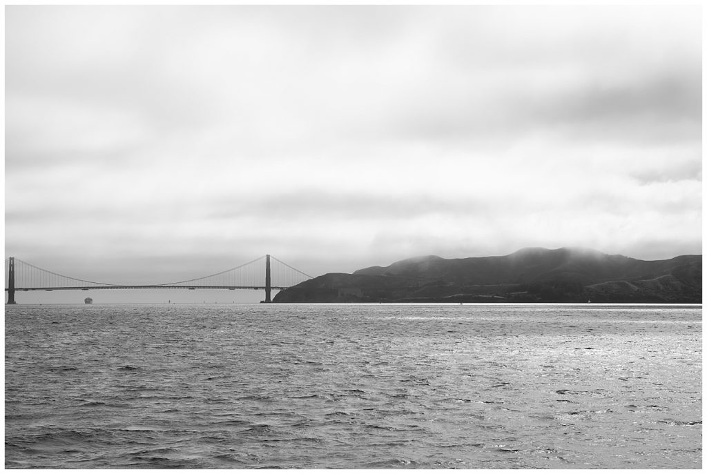 foggy view from the ferry in san francisco