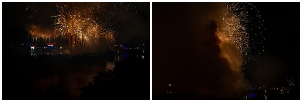 collage of nashville fireworks