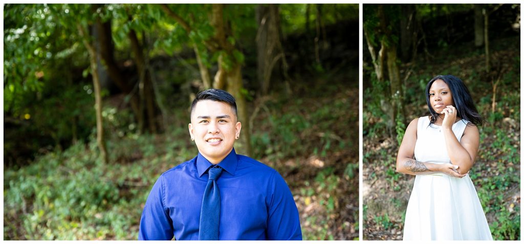 individual portraits of the bride and groom