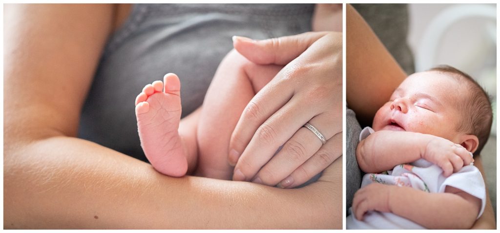 close up collage of baby girl's feet and hands