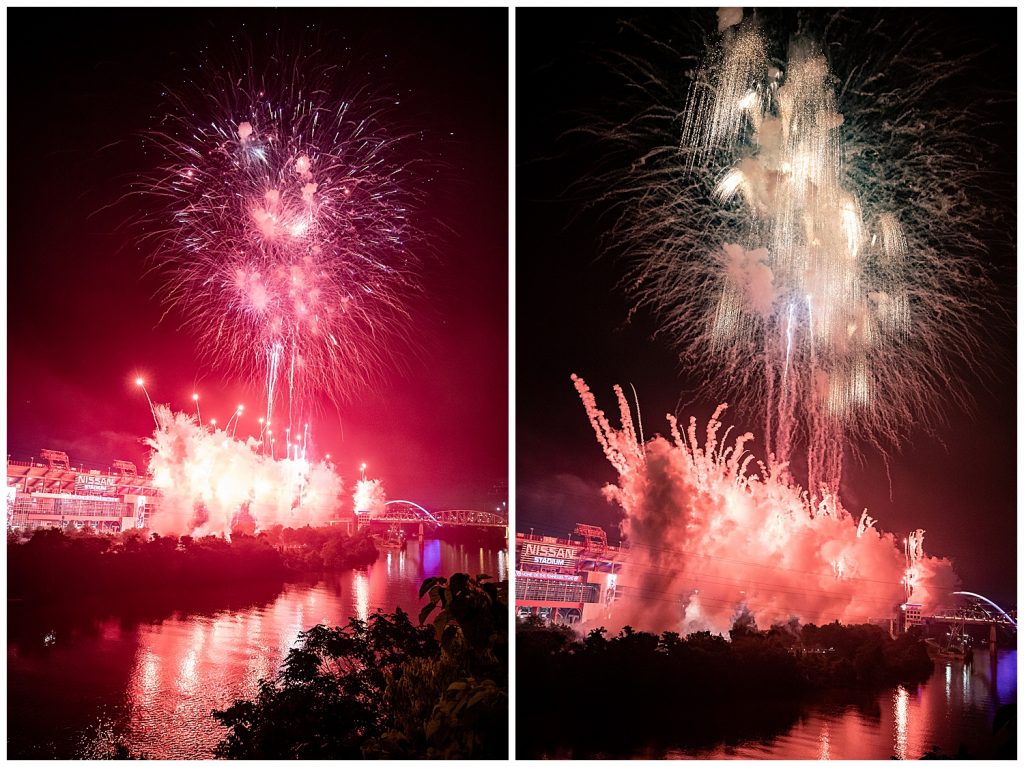 collage of fourth of july nashville fireworks